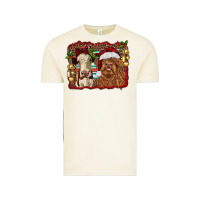 Vintage Arctic christmas heifer and highland cow with serape background Vintage Tee - RanaPortraitStore