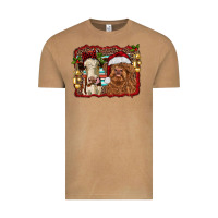 Vintage Camel christmas heifer and highland cow with serape background Vintage Tee - RanaPortraitStore