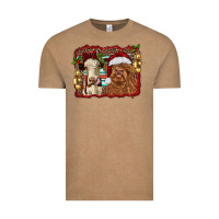 Vintage Coffee christmas heifer and highland cow with serape background Vintage Tee - RanaPortraitStore