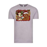 Christmas Heifer And Highland Cow With Serape Background Vintage Tee | Teevron