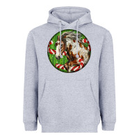 Heather Grey Horse Christmas Heavyweight Hoodie - LillyAllenDesigns