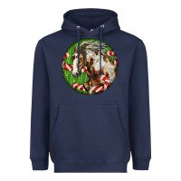 Navy Horse Christmas Heavyweight Hoodie - LillyAllenDesigns