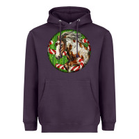 Plum Horse Christmas Heavyweight Hoodie - LillyAllenDesigns
