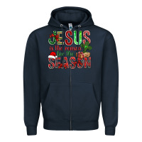 Navy jesus is the reason for the season christmas bbs Zipper Hoodie - BundleAndBundleShop