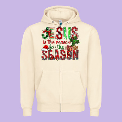 Jesus Is The Reason For The Season Christmas Bbs Zipper Hoodie Designed By Bundleandbundleshop