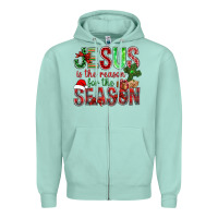 Seafoam jesus is the reason for the season christmas bbs Zipper Hoodie - BundleAndBundleShop