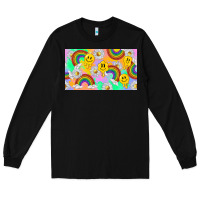Black smile faces and rainbow and daisys Long Sleeve Tee - TumblerDesignByShophia