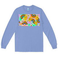 Colony Blue smile faces and rainbow and daisys Long Sleeve Tee - TumblerDesignByShophia