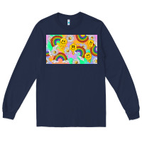 Navy smile faces and rainbow and daisys Long Sleeve Tee - TumblerDesignByShophia
