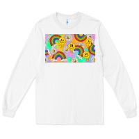 White smile faces and rainbow and daisys Long Sleeve Tee - TumblerDesignByShophia