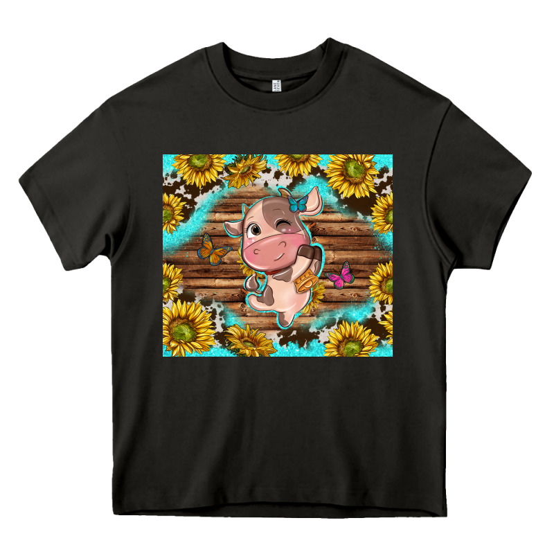 Western Cute Cow With Sunflower Heavy Core Tee by NancyCooperArtShop | Teevron