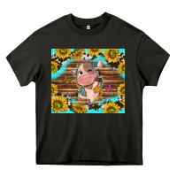 Asphalt western cute cow with sunflower Heavy Core Tee - NancyCooperArtShop