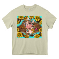 Mossy western cute cow with sunflower Heavy Core Tee - NancyCooperArtShop