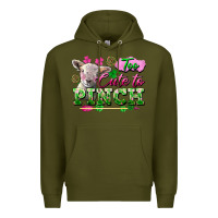 Army Green too cute to pinch Premium Hoodie - FaDigitalArtStudio