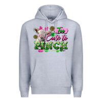 Heather Grey too cute to pinch Premium Hoodie - FaDigitalArtStudio