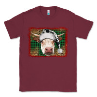 Burgundy Merry Christmas Hereford Cow With Background Classic Tee - RanaPortraitStore