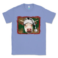 Colony Blue Merry Christmas Hereford Cow With Background Classic Tee - RanaPortraitStore