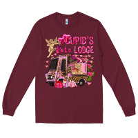 Burgundy Cupid's love lodge with truck Valentine's Day Long Sleeve Tee - HowdyJamesFarm
