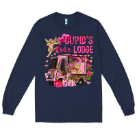 Navy Cupid's love lodge with truck Valentine's Day Long Sleeve Tee - HowdyJamesFarm