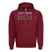 Burgundy love you mom Zipper Hoodie - FaDigitalArtStudio