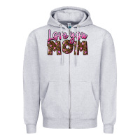Heather Grey love you mom Zipper Hoodie - FaDigitalArtStudio
