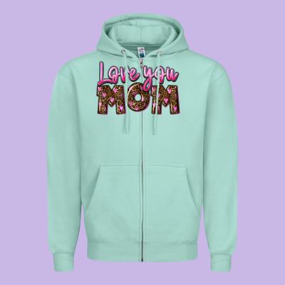 Love You Mom Zipper Hoodie Designed By Fadigitalartstudio