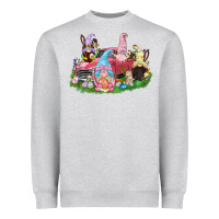Heather Grey Easter gnomies truck  Easter Day Heavyweight Sweatshirt - CowGirlArtShop