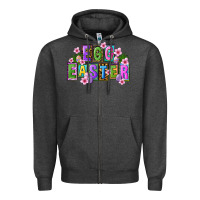 Charcoal Heather egg and easter Zipper Hoodie - FaDigitalArtStudio
