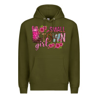 Army Green small town girl with flowers bbs Premium Hoodie - BundleAndBundleShop