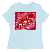 Baby Blue gnomies with food Ladies Tee - NancyCooperArtShop