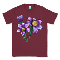 Burgundy Pasque Flower Illustrations Classic Tee - LillyAllenDesigns