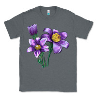 Charcoal Heather Pasque Flower Illustrations Classic Tee - LillyAllenDesigns
