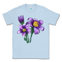 Dusty Blue Pasque Flower Illustrations Classic Tee - LillyAllenDesigns