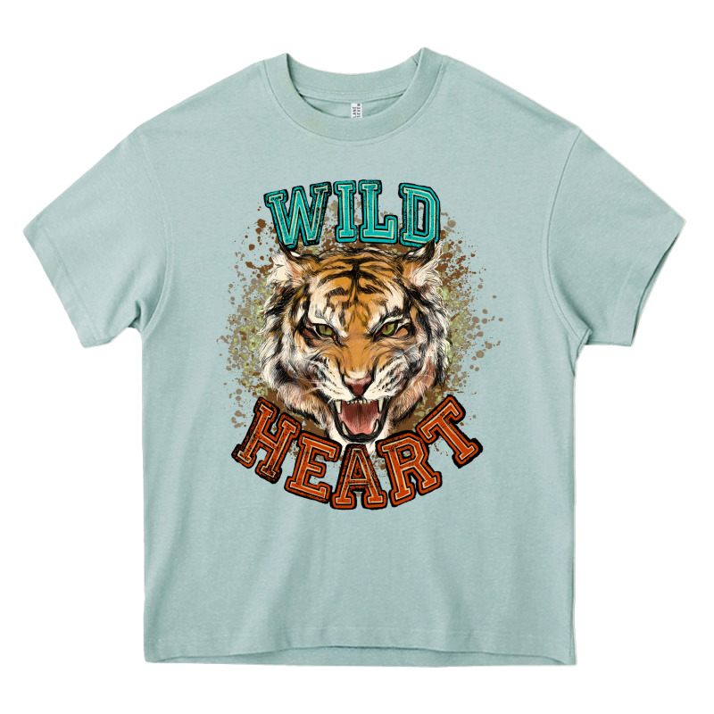 Wild Heart Tiger College Western Heavy Core Tee by NancyCooperArtShop | Teevron