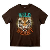 Chocolate Brown wild heart tiger college western Heavy Core Tee - NancyCooperArtShop