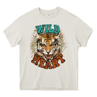 Cream wild heart tiger college western Heavy Core Tee - NancyCooperArtShop