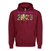 Burgundy Happy Easter 2023 Zipper Hoodie - BundleAndBundleShop