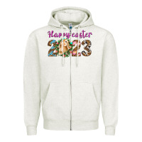 Oatmeal Heather Happy Easter 2023 Zipper Hoodie - BundleAndBundleShop