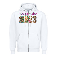 White Happy Easter 2023 Zipper Hoodie - BundleAndBundleShop