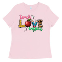 Bubblegum Pink teach love inspire Ladies Tee - NancyCooperArtShop