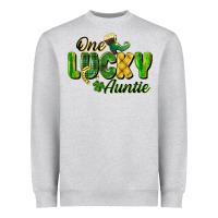 Heather Grey One Lucky Auntie St. Patrick's Day Heavyweight Sweatshirt - CowGirlArtShop