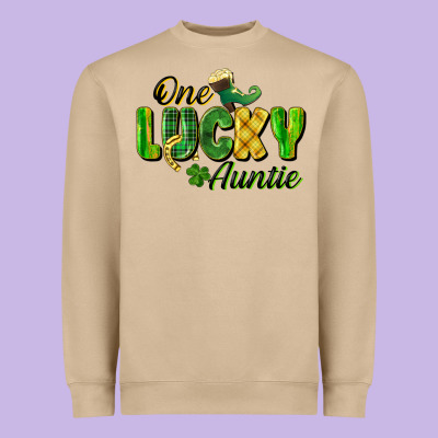 One Lucky Auntie St. Patrick's Day Heavyweight Sweatshirt Designed By Cowgirlartshop
