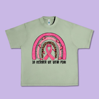 In October We Wear Pink Rainbow Urban Heavy Tee Designed By Jahusdesignshop