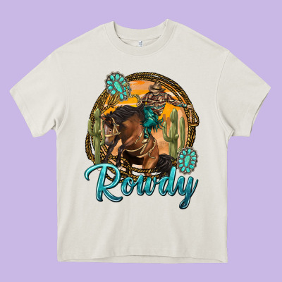 Western Rowdy Heavy Core Tee Designed By Nancycooperartshop
