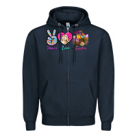 Navy Peace Love Easter Zipper Hoodie - BundleAndBundleShop