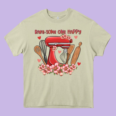 Bake Same One Happy Heavy Core Tee Designed By Maliassmallbusiness