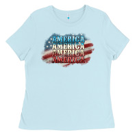 Baby Blue America america Ladies Tee - NancyCooperArtShop