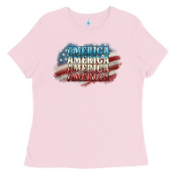 Bubblegum Pink America america Ladies Tee - NancyCooperArtShop