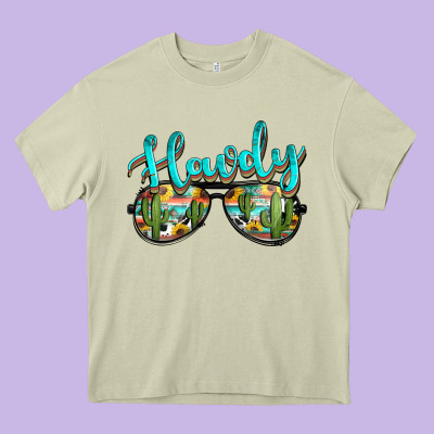Western Howdy Police Sunglasses Heavy Core Tee Designed By Nancycooperartshop