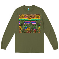 Army Green western desert with leopard and sunflowers tumbler tbs Long Sleeve Tee - TumblerDesignByShophia